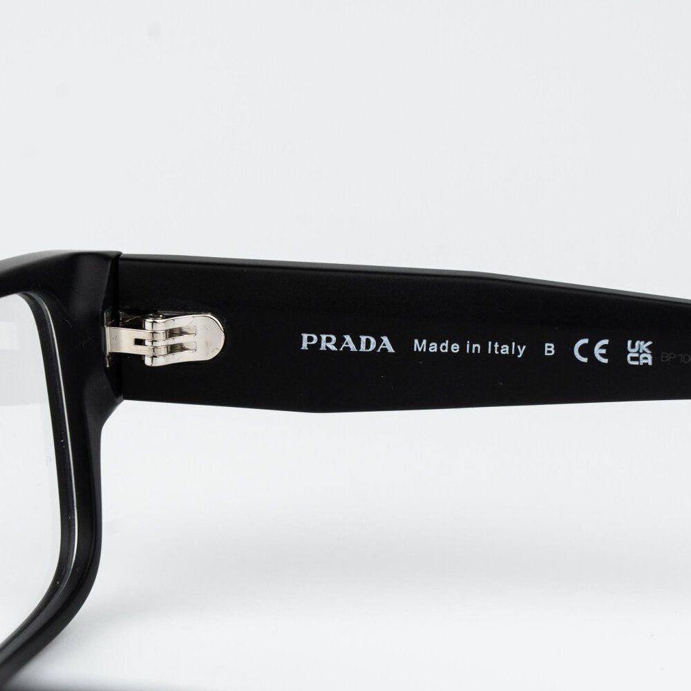 Prada Women Eyeglasses Matte Black Rectangle PRB09V 12P1O1 NEW AUTHENTIC - Picture 8 of 12